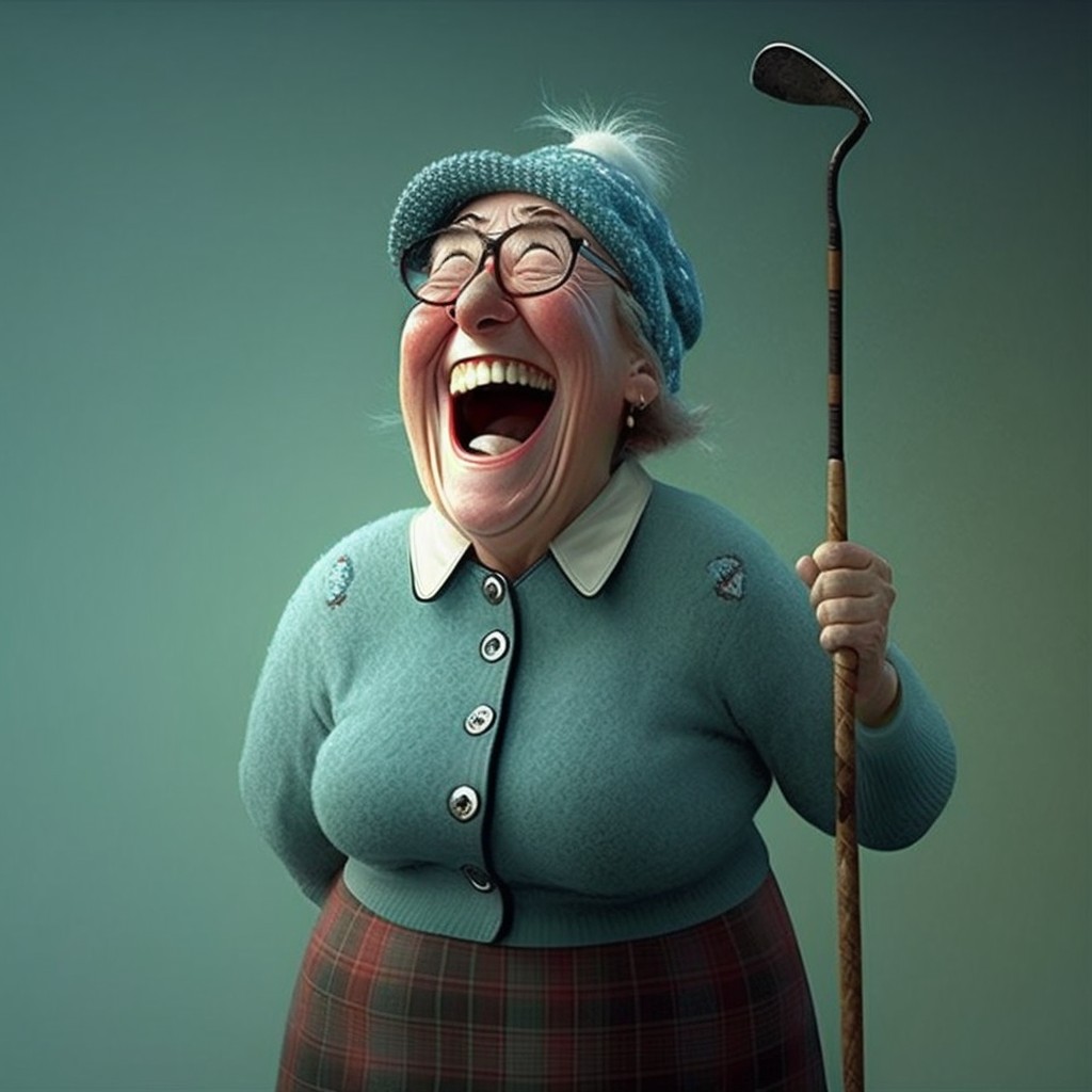 female golfer laughing
