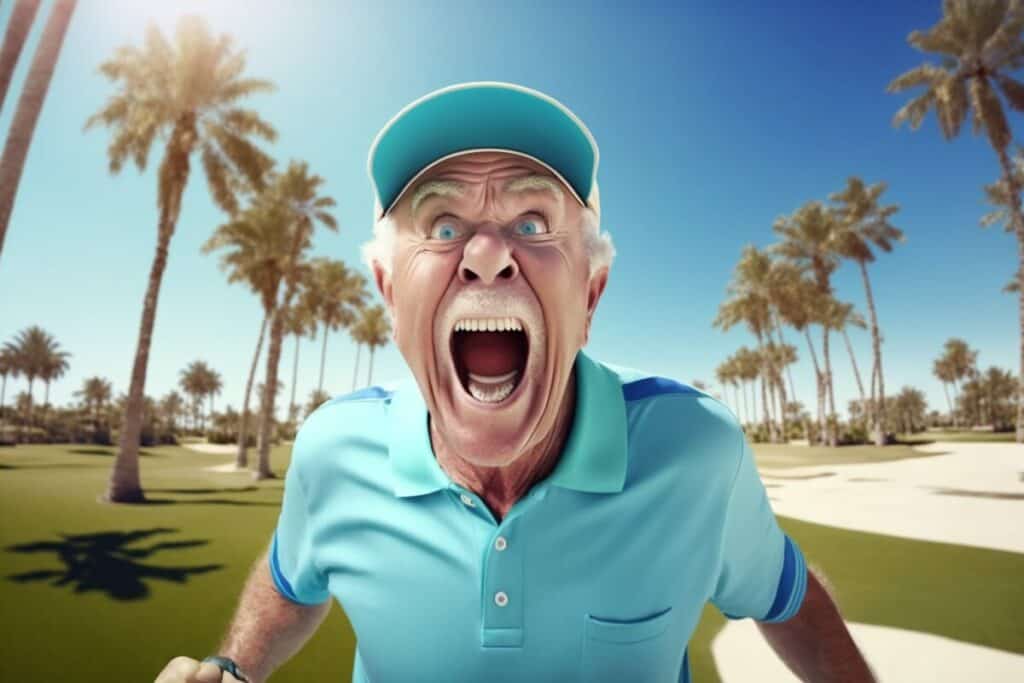 upset male golfer