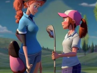 mother and daughter playing golf